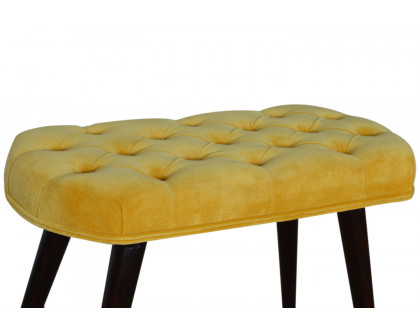 Artisan Deep Button Bench - Mustard, Velvet