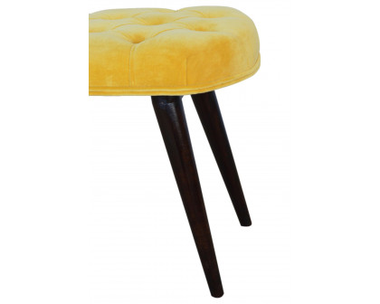 Artisan Deep Button Bench - Mustard, Velvet