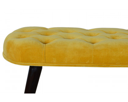 Artisan Deep Button Bench - Mustard, Velvet