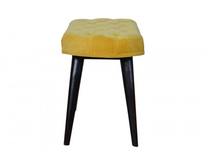 Artisan Deep Button Bench - Mustard, Velvet