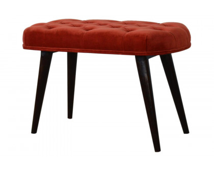 Artisan Deep Button Bench - Brick Red, Velvet