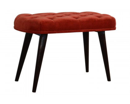 Artisan Deep Button Bench - Brick Red, Velvet