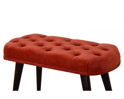 Artisan Deep Button Bench - Brick Red, Velvet