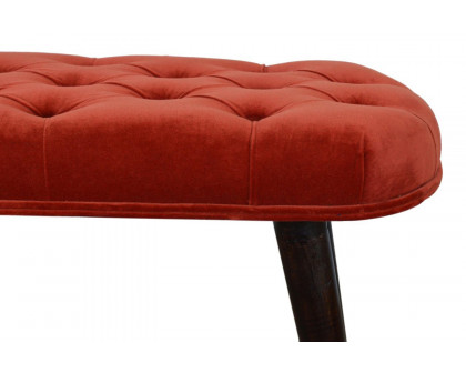 Artisan Deep Button Bench - Brick Red, Velvet