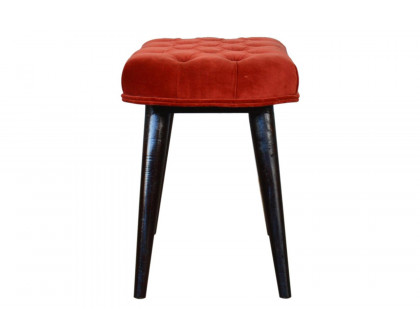 Artisan Deep Button Bench - Brick Red, Velvet