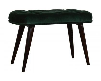 Artisan Deep Button Bench - Emerald Green, Velvet