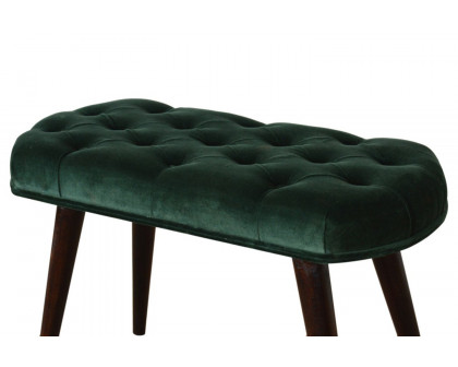 Artisan Deep Button Bench - Emerald Green, Velvet