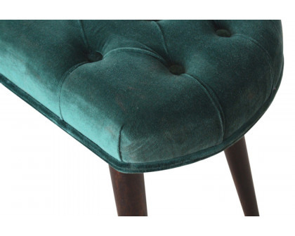 Artisan Deep Button Bench - Emerald Green, Velvet