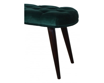 Artisan Deep Button Bench - Emerald Green, Velvet