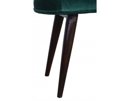 Artisan Deep Button Bench - Emerald Green, Velvet