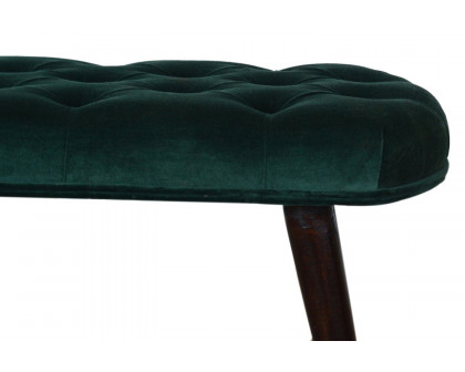 Artisan Deep Button Bench - Emerald Green, Velvet