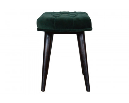 Artisan Deep Button Bench - Emerald Green, Velvet