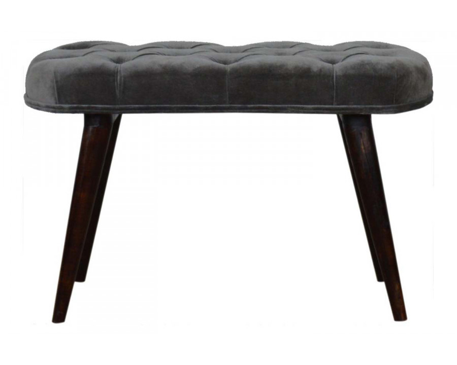 Artisan Deep Button Bench - Gray, Velvet