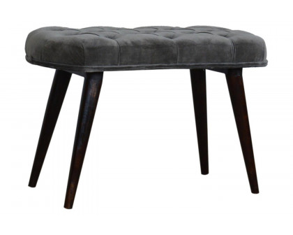 Artisan Deep Button Bench - Gray, Velvet