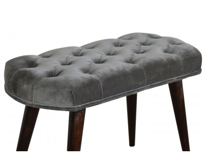 Artisan Deep Button Bench - Gray, Velvet