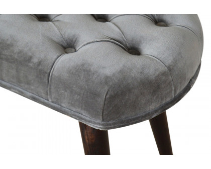 Artisan Deep Button Bench - Gray, Velvet