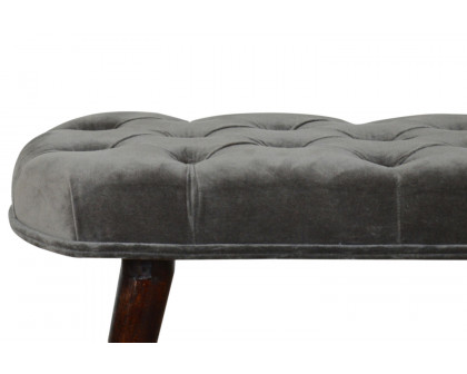 Artisan Deep Button Bench - Gray, Velvet