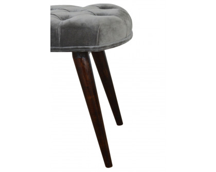 Artisan Deep Button Bench - Gray, Velvet