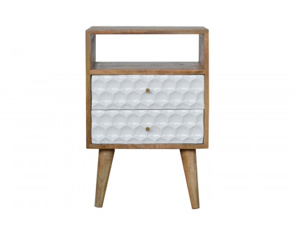 Artisan - Honeycomb Carved Open Slot Bedside