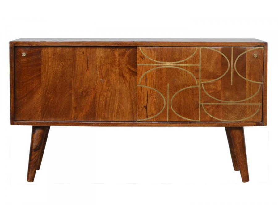 Artisan - Gold Inlay Abstract Sideboard in Chestnut