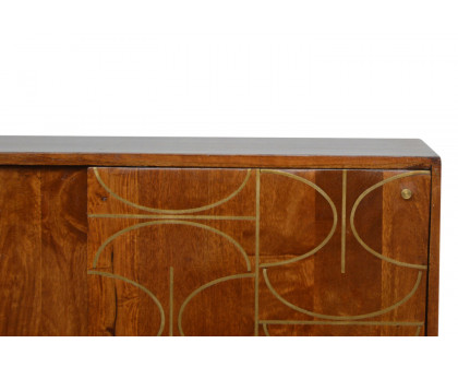 Artisan - Gold Inlay Abstract Sideboard in Chestnut