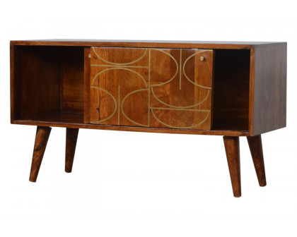 Artisan - Gold Inlay Abstract Sideboard in Chestnut