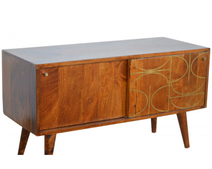 Artisan - Gold Inlay Abstract Sideboard in Chestnut