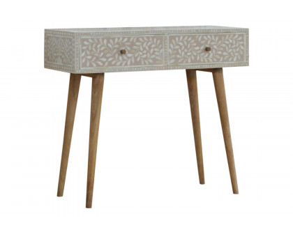 Artisan - Light Taupe Floral Bone Inlay Console Table