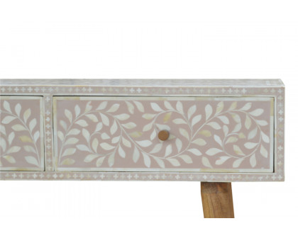 Artisan - Light Taupe Floral Bone Inlay Console Table