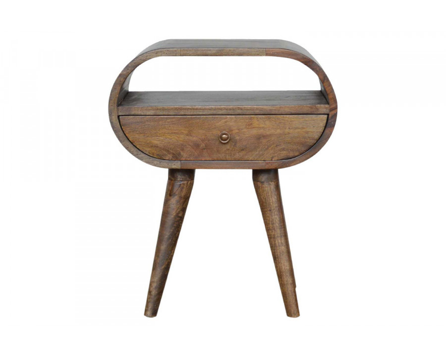 Artisan Circular Open Slot Bedside - Gray Washed