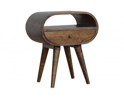 Artisan Circular Open Slot Bedside - Gray Washed