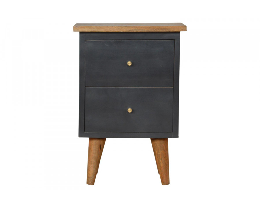 Artisan Hand Painted Bedside - Charcoal Black