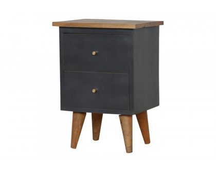 Artisan Hand Painted Bedside - Charcoal Black