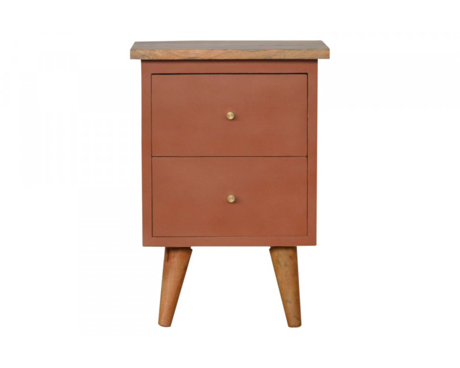 Artisan Hand Painted Bedside - Brick Red