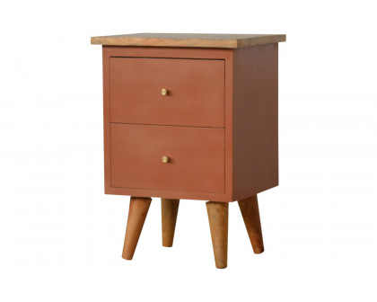 Artisan Hand Painted Bedside - Brick Red