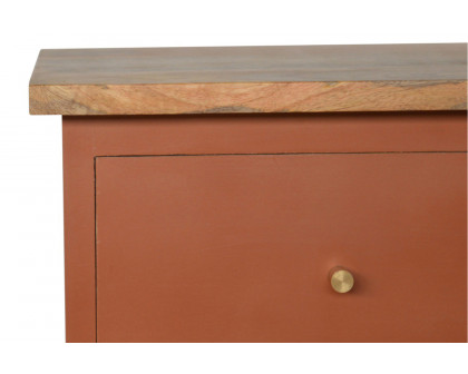 Artisan Hand Painted Bedside - Brick Red