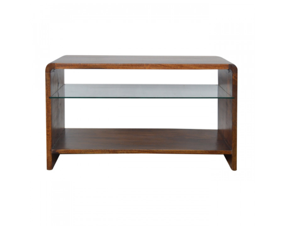 Artisan - Coffee Table with Glass Shelf in Chestnut