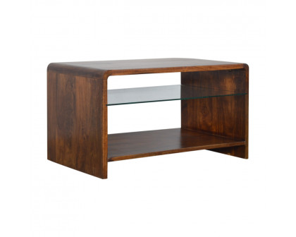 Artisan - Coffee Table with Glass Shelf in Chestnut