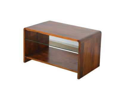 Artisan - Coffee Table with Glass Shelf in Chestnut