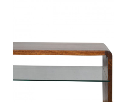 Artisan - Coffee Table with Glass Shelf in Chestnut