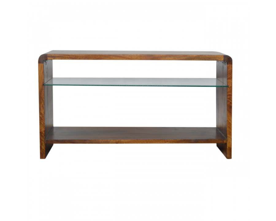 Artisan - Media Unit with Glass Shelf in Chestnut