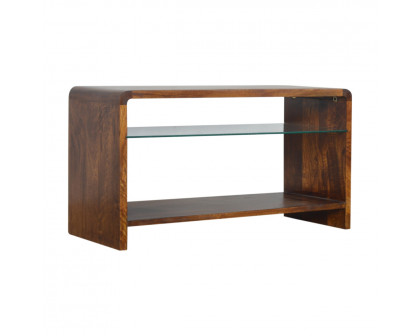 Artisan - Media Unit with Glass Shelf in Chestnut