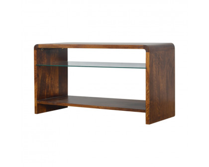 Artisan - Media Unit with Glass Shelf in Chestnut