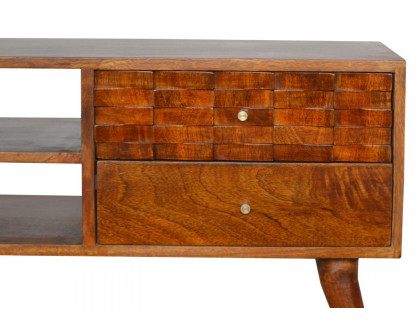 Artisan - Tile Carved TV Unit in Chestnut