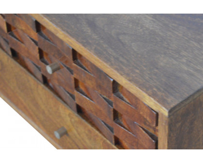 Artisan - Tile Carved TV Unit in Chestnut