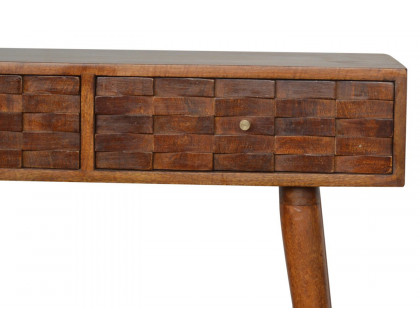 Artisan Tile Carved Console Table - Chestnut