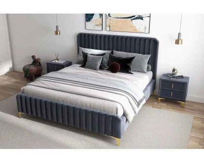 Ashcroft - Bethany Velvet Upholstered Platform Bed