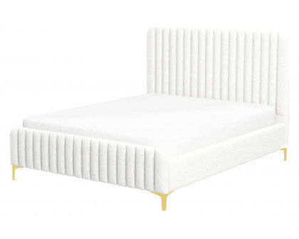 Ashcroft Valery Boucle Platform Bed - Cream, King Size