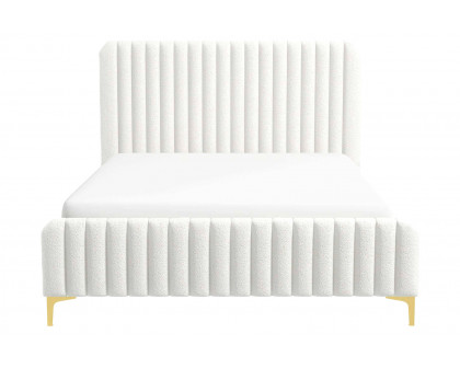 Ashcroft Valery Boucle Platform Bed - Cream, King Size