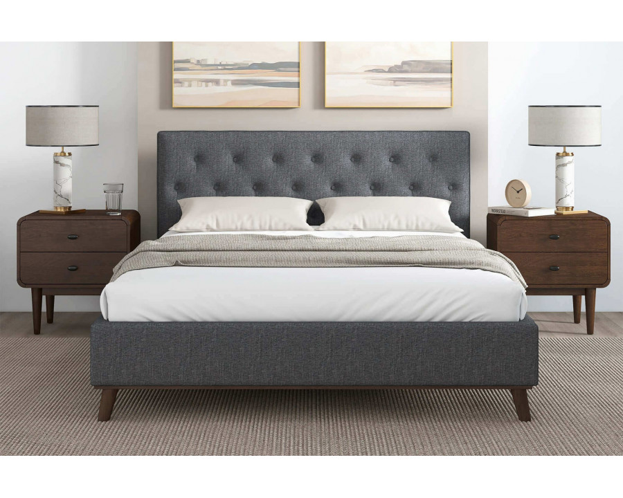 Ashcroft Graceville Fabric Platform Bed - Gray, Queen Size